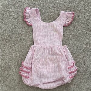 Pink Gingham Baby bubble  with Ruffle Sleeves 18-24 months